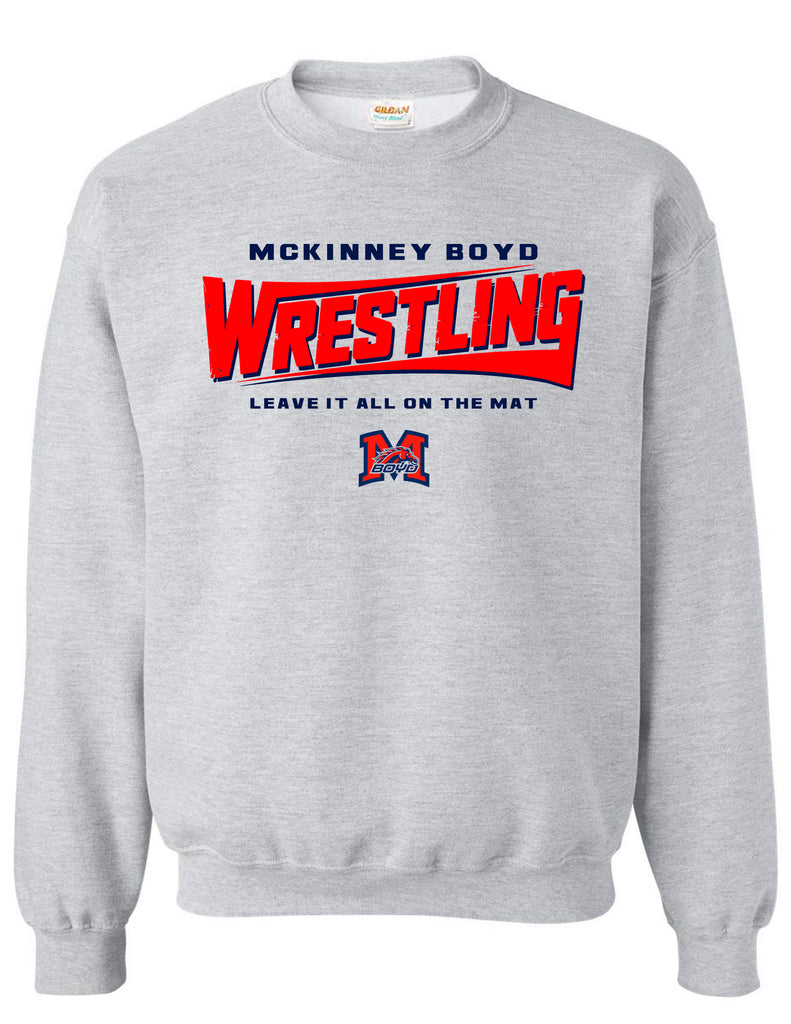 Boyd Wrestling Ash Gray Leave It On The Mat Crewneck Sweatshirt