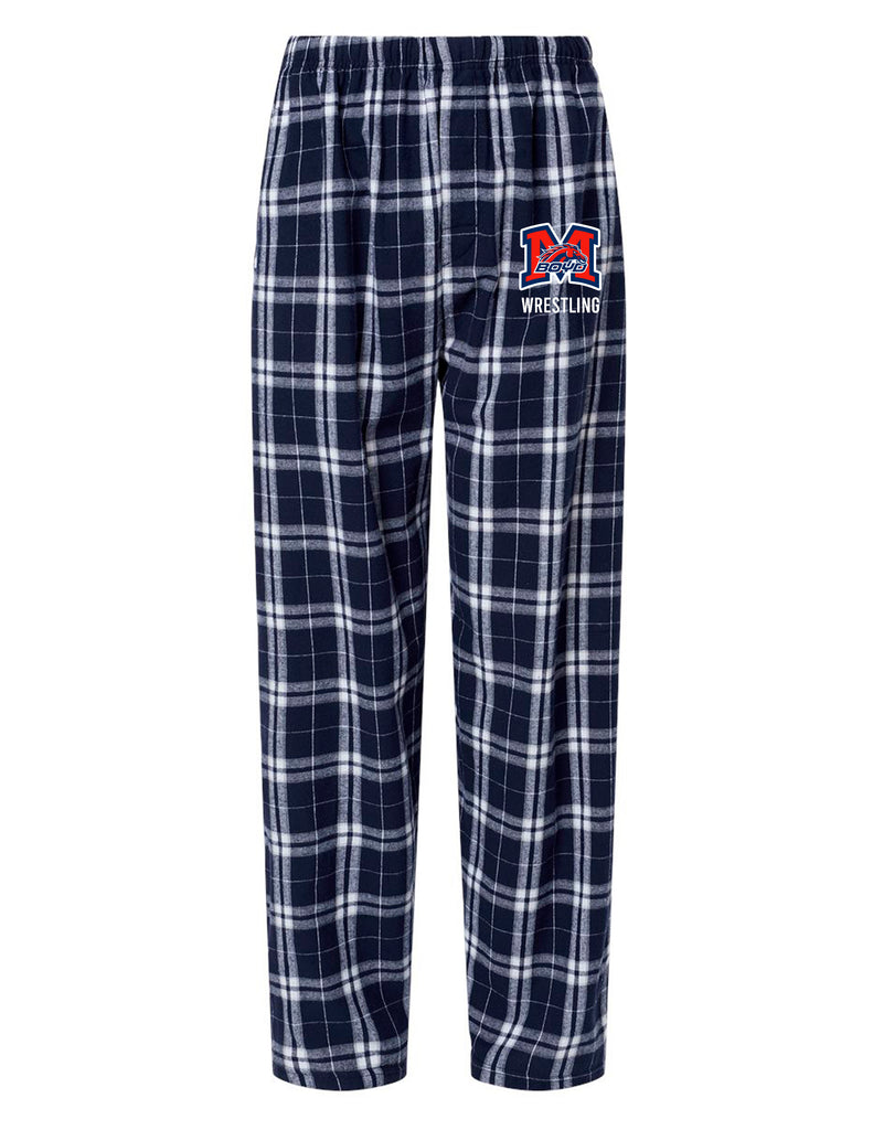 Boyd Wrestling Boxercraft Unisex Navy Plaid PJ Pants with Embroidered Logo