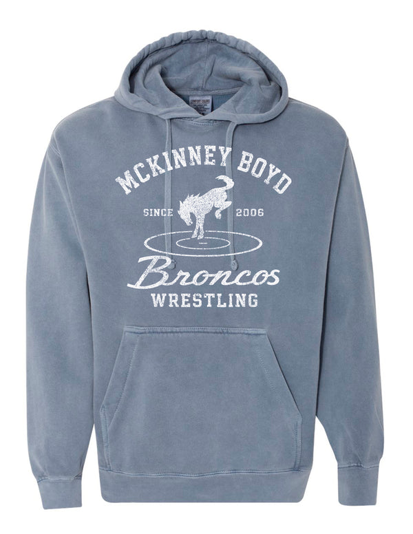 Boyd Wrestling Comfort Color Blue Jean Bronco Est. Hoodie
