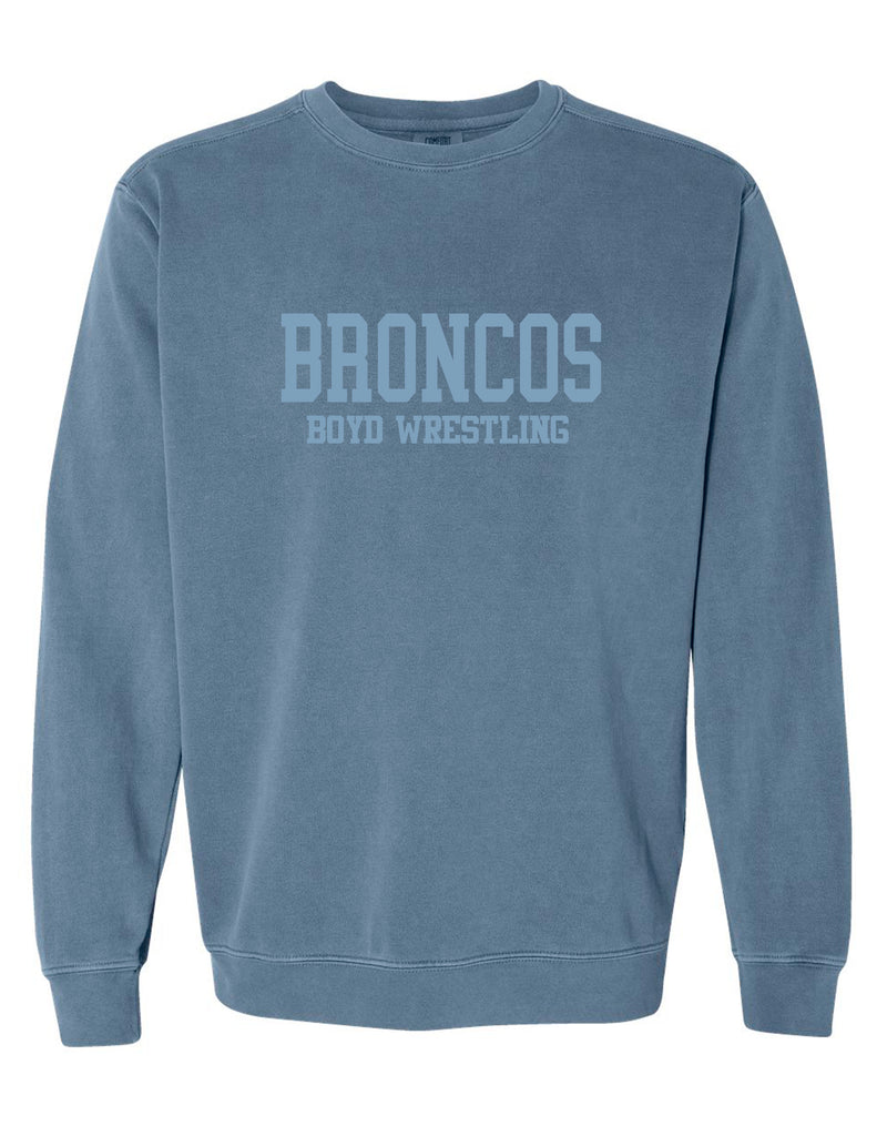 Boyd Wrestling Comfort Colors Blue Jean Tone-on-Tone Embroidered Crewneck Sweatshirt