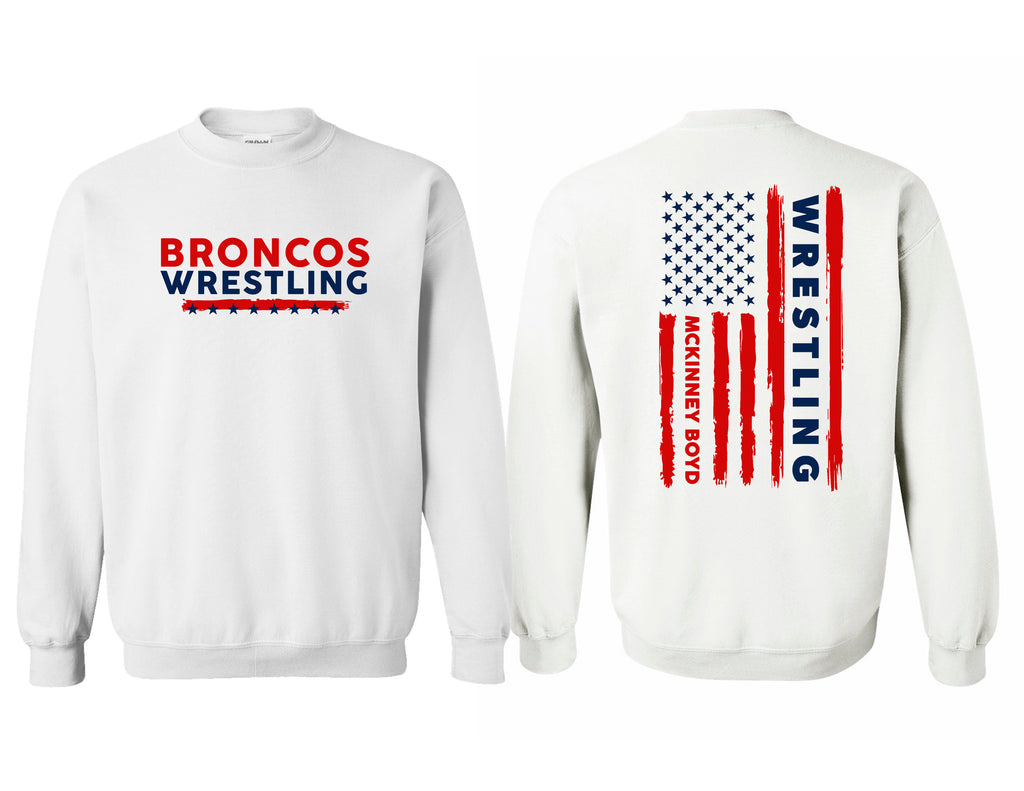 Boyd Wrestling Gildan White Flag Crewneck Sweatshirt