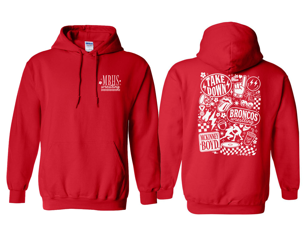 Boyd Wrestling Gildan Red Icon Doodles Hoodie
