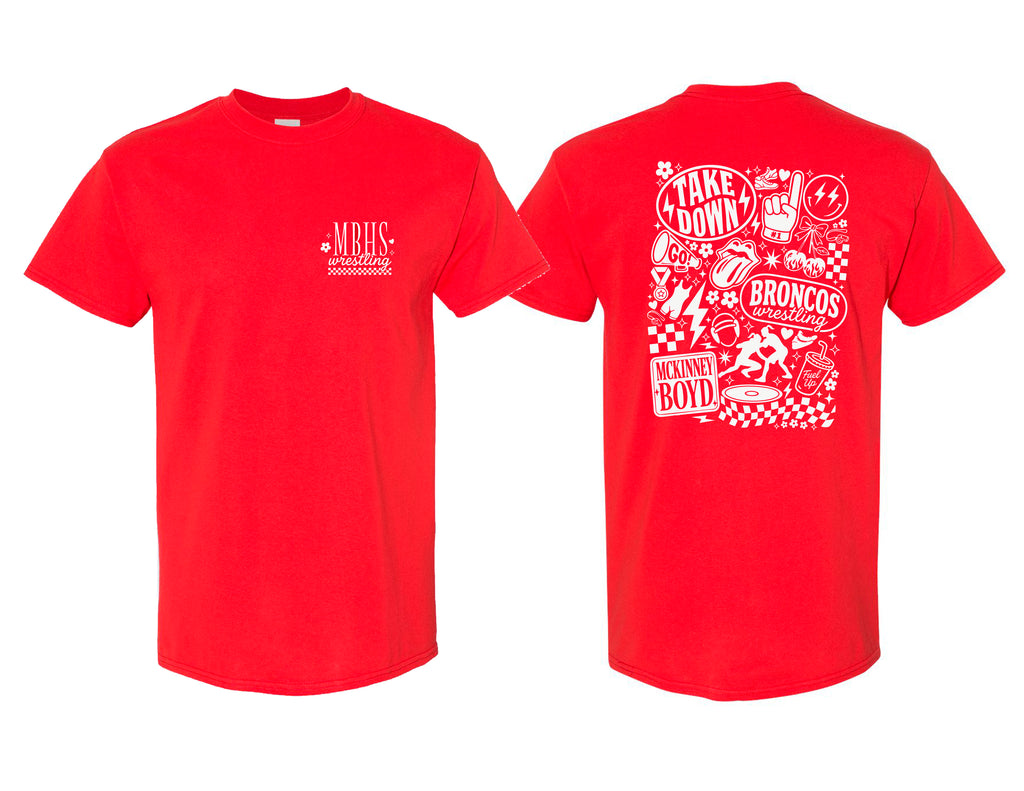 Boyd Wrestling Gildan Red Icon Doodles Short Sleeve T-Shirt