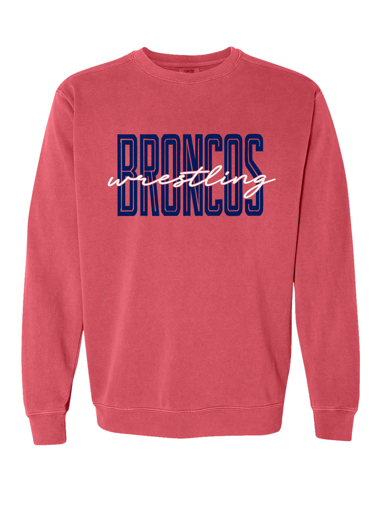 Boyd Wrestling Comfort Color Crimson Inline Script Crewneck Sweatshirt