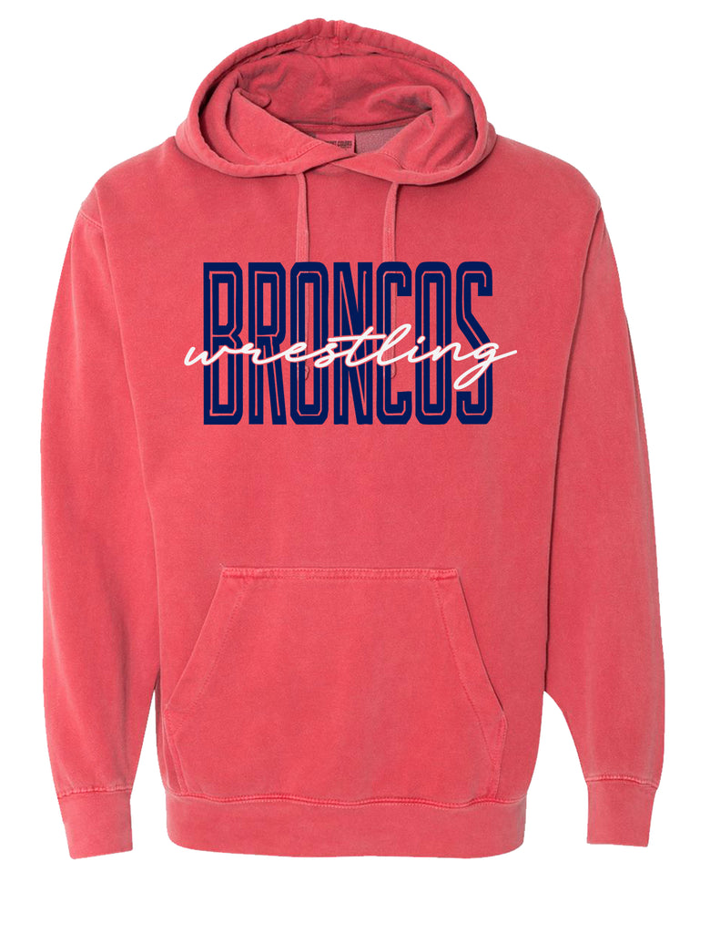 Boyd Wrestling Comfort Color Crimson Inline Script Hoodie