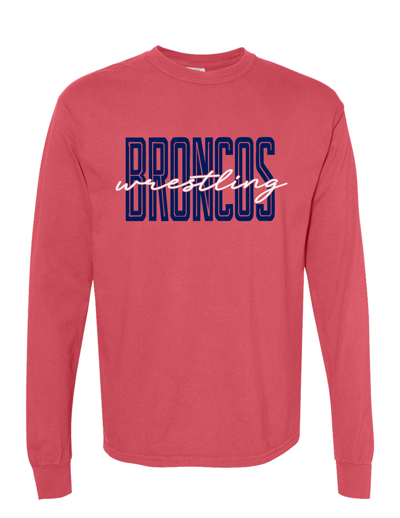 Boyd Wrestling Comfort Color Crimson Inline Script Long Sleeve T-Shirt