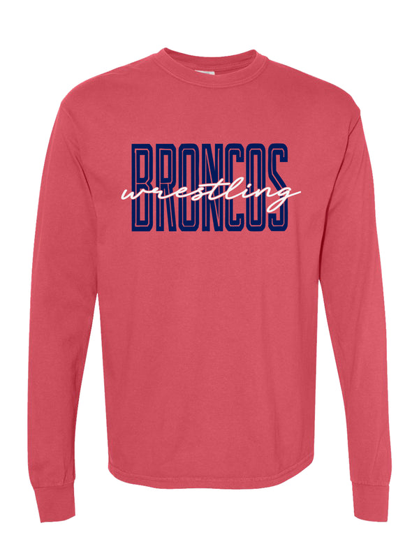 Boyd Wrestling Comfort Color Crimson Inline Script Long Sleeve T-Shirt