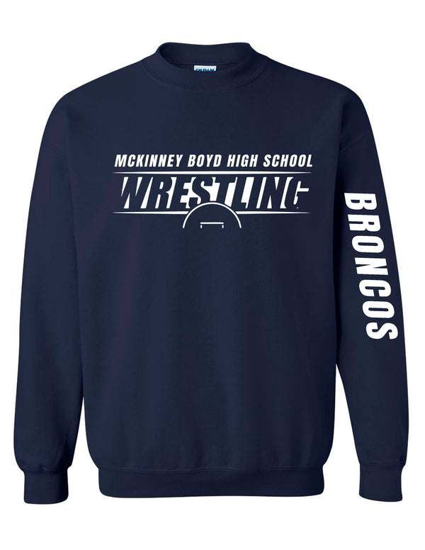 Boyd Wrestling Navy Broncos Design Crewneck Sweatshirt