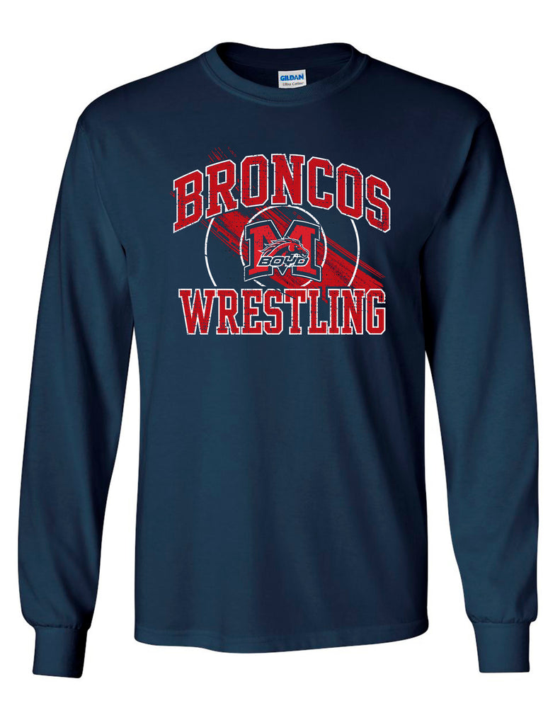 Boyd Wrestling Gildan Navy Paint Long Sleeve T-Shirt