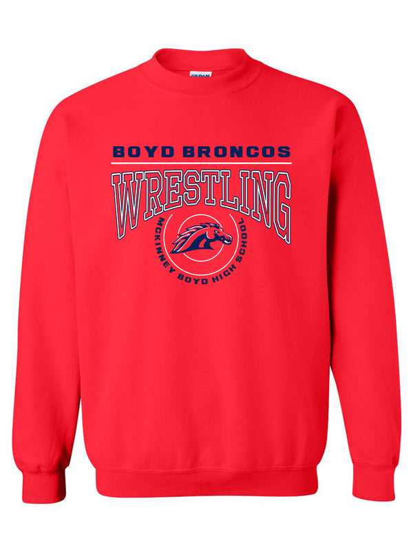 Boyd Wrestling Red Circle Mat Design Crewneck Sweatshirt