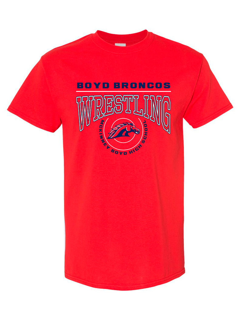Boyd Wrestling Red Circle Mat Design SS Tee