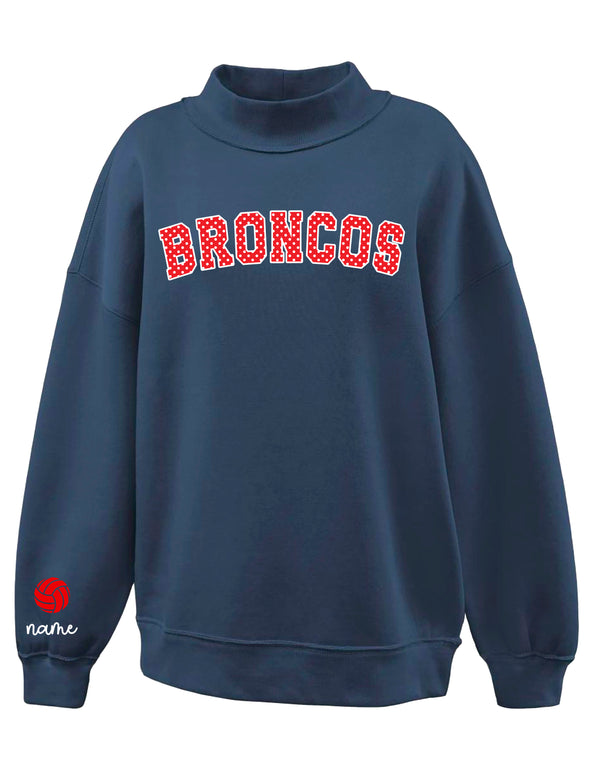 Boyd Volleyball Polka Dot Applique Mock Neck with Sleeve Personalization Option