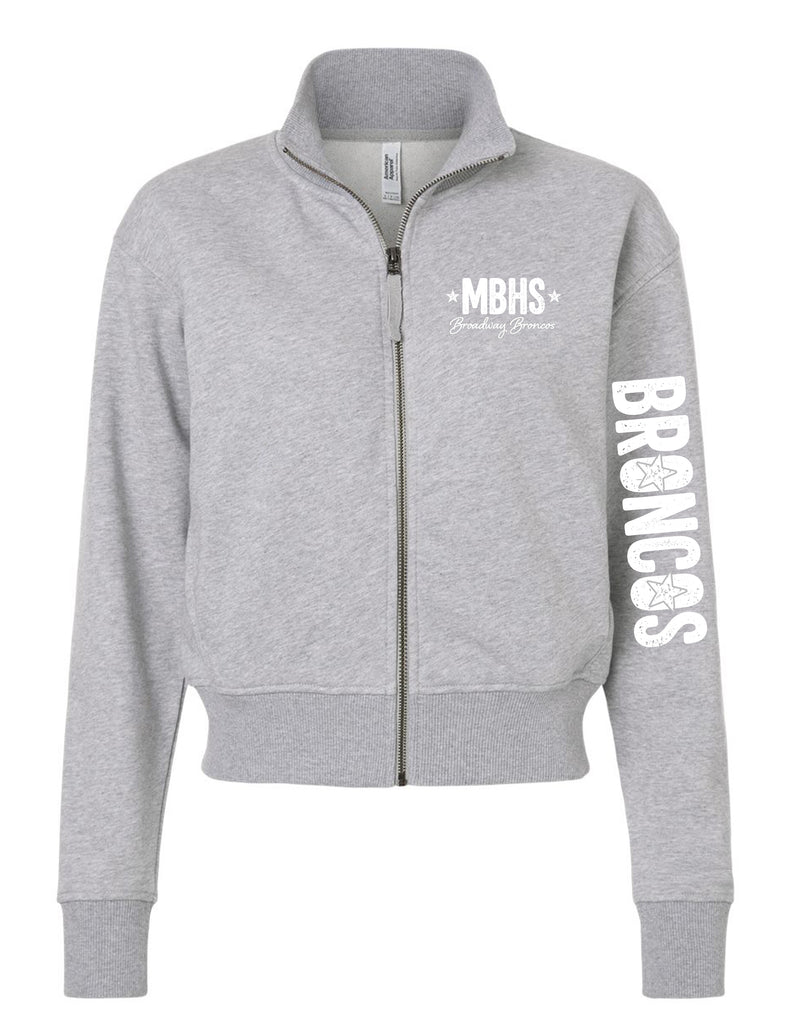 Broadway Broncos Gray American Apparel MidCrop Zip Jacket w/ Printing