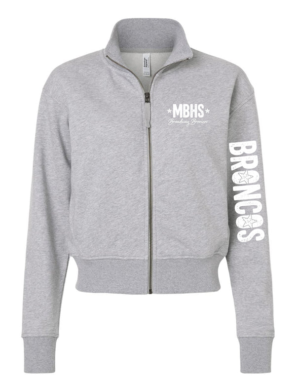 Broadway Broncos Gray American Apparel MidCrop Zip Jacket w/ Printing