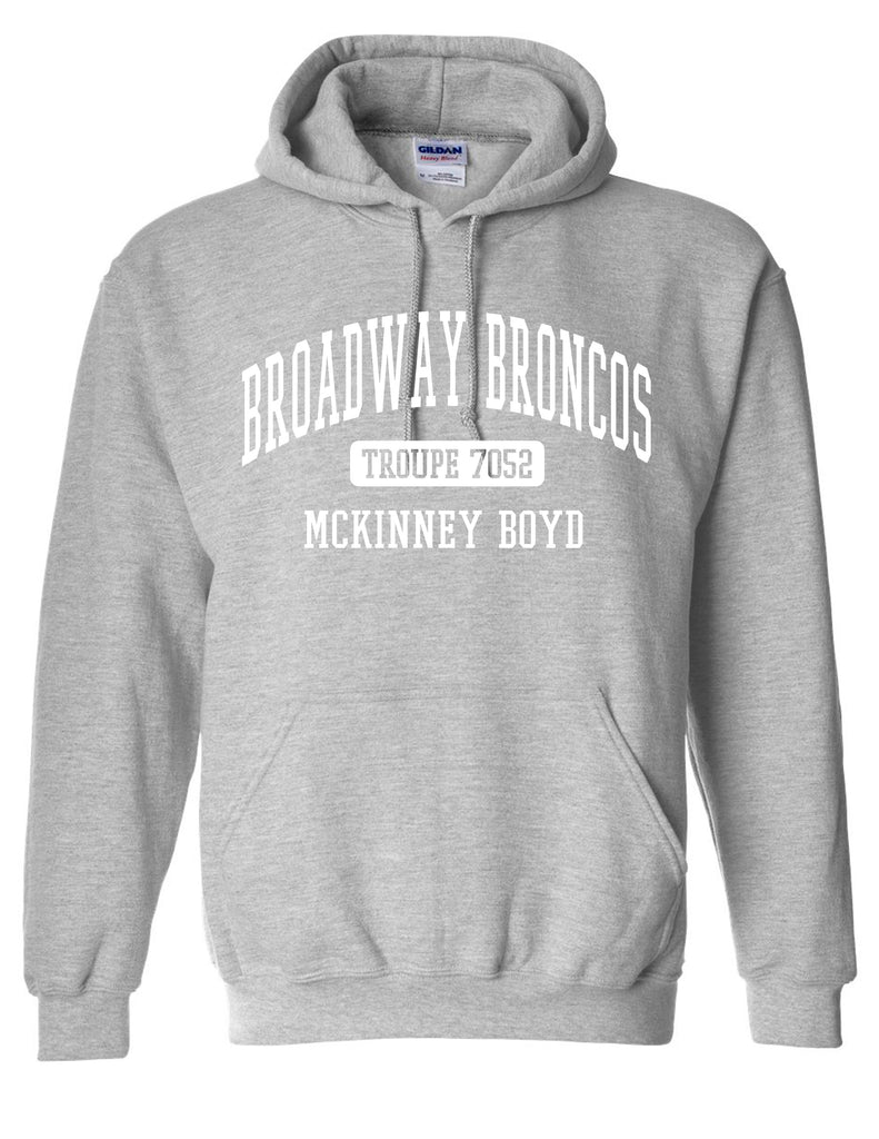 Broadway Broncos Gildan Sports Gray Troupe Hoodie