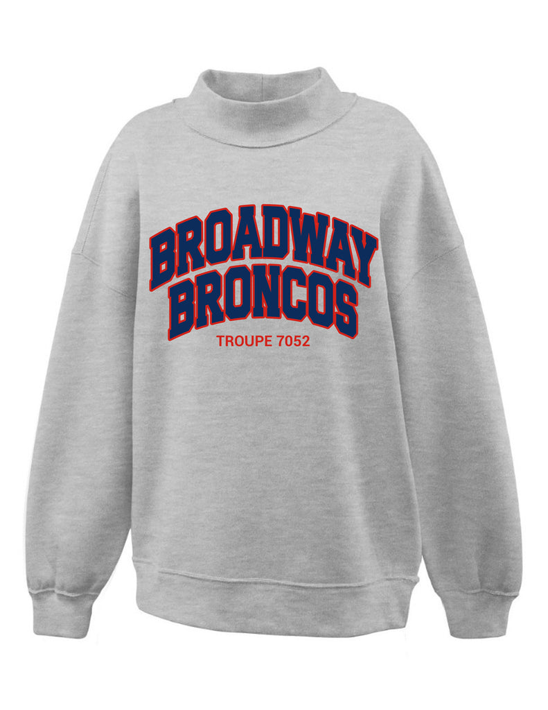 Broadway Broncos Gray Printed Mock Neck Sweatshirt