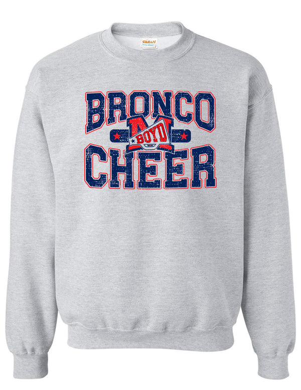 McKinney Boyd Cheer Bronco Cheer Ash Gray Crewneck Sweatshirt