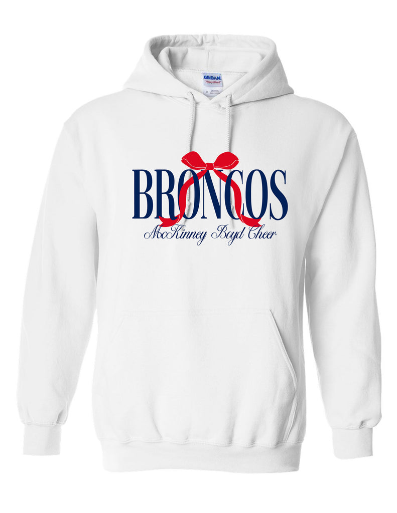 Boyd Cheer White Bow Broncos Design Gildan Hoodie