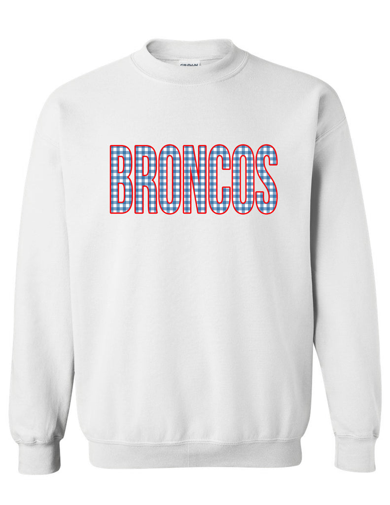 Boyd Cheer Gingham BRONCOS Design Crewneck Sweatshirt