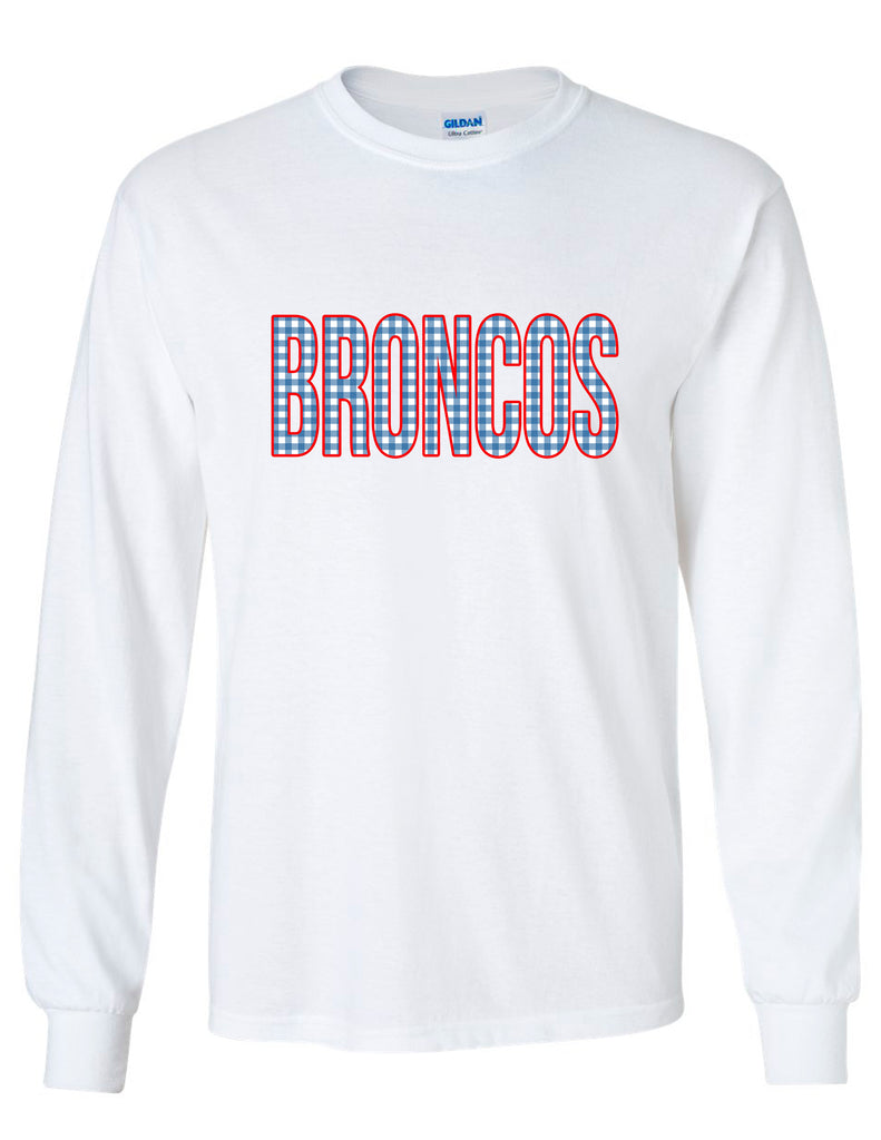 Boyd Cheer Gingham BRONCOS Design Long Sleeve Tee