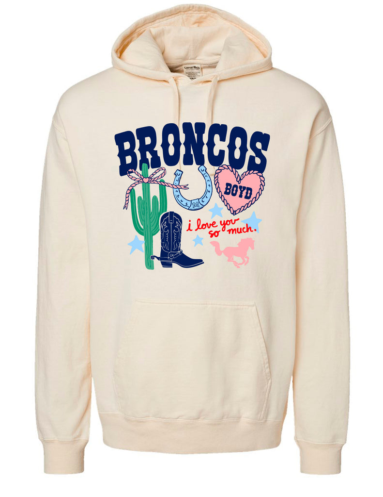 McKinney Boyd Cheer Broncos Western Comfort Wash Ivory Hoodie