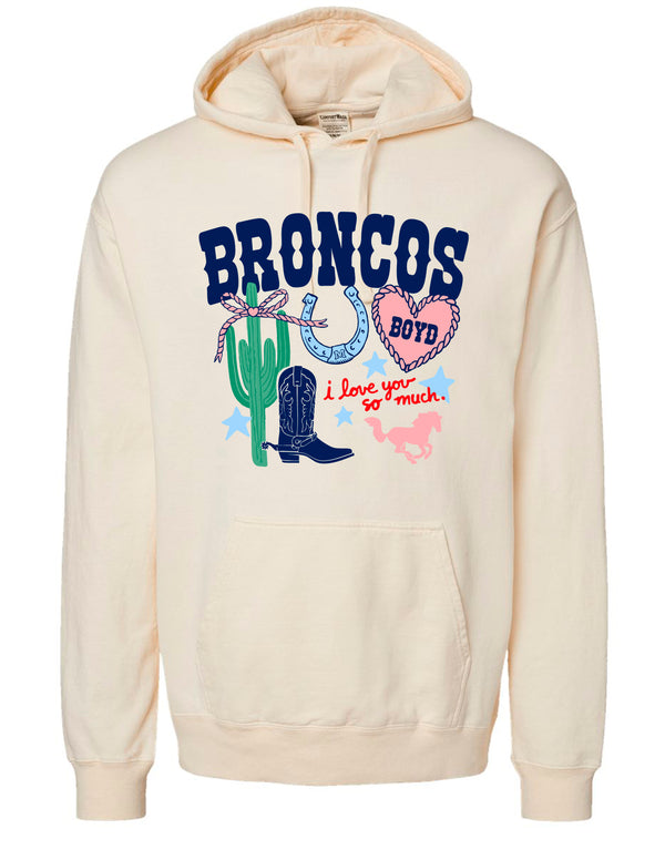 McKinney Boyd Cheer Broncos Western Comfort Wash Ivory Hoodie