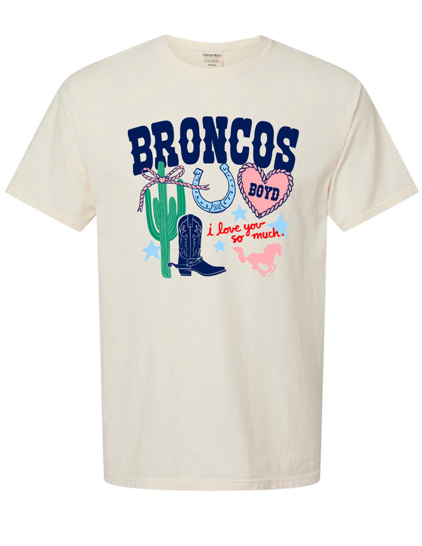 McKinney Boyd Cheer Broncos Western Comfort Wash Ivory Tee