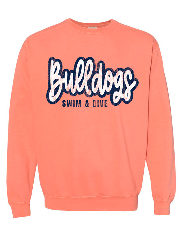 North Swim Comfort Colors Terracotta Bulldogs Script Design SS Crewneck