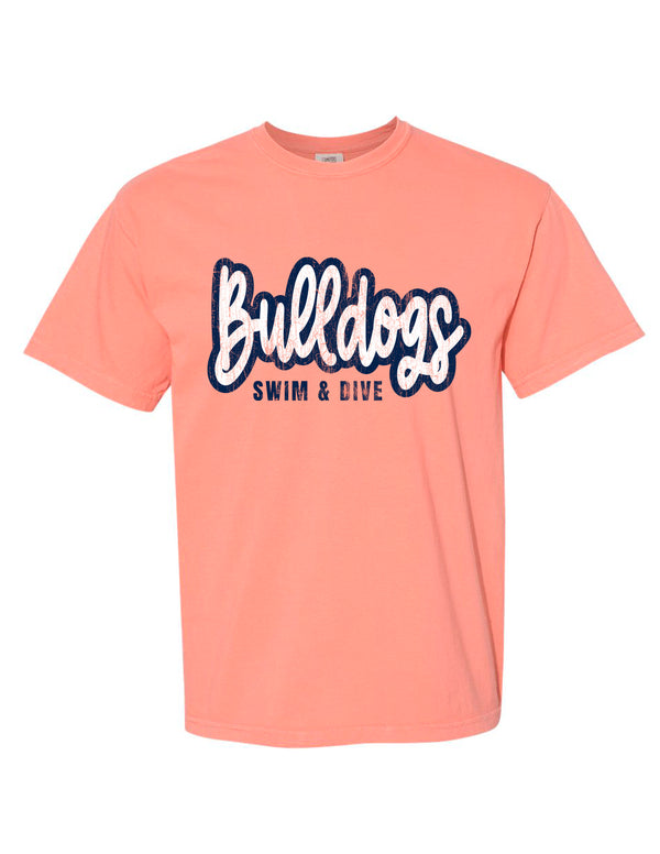 North Swim Comfort Colors Terracotta Bulldogs Script Design SS Tee