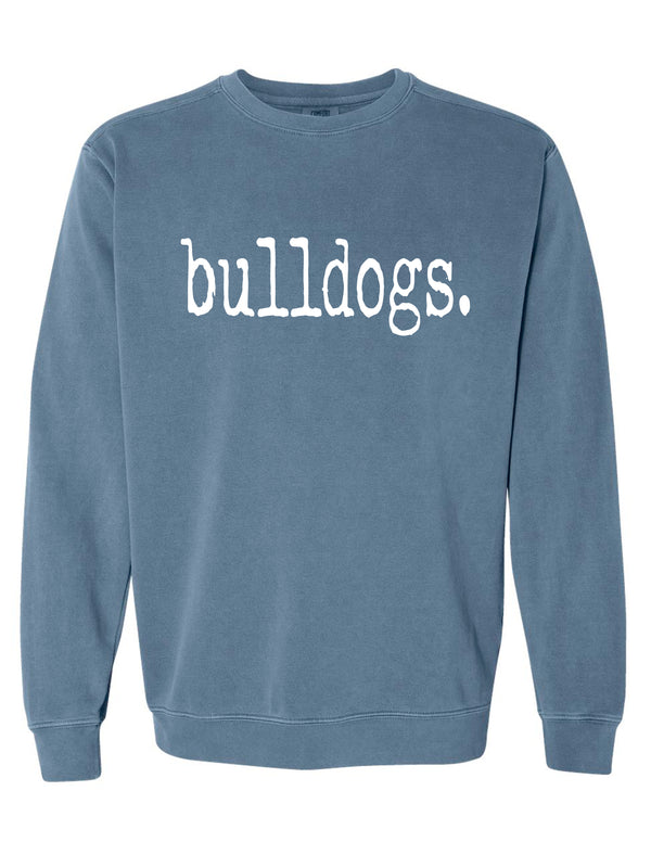 McKinney North Cheer Bulldogs Type Design Comfort Colors Blue Jean Crewneck Sweatshirt