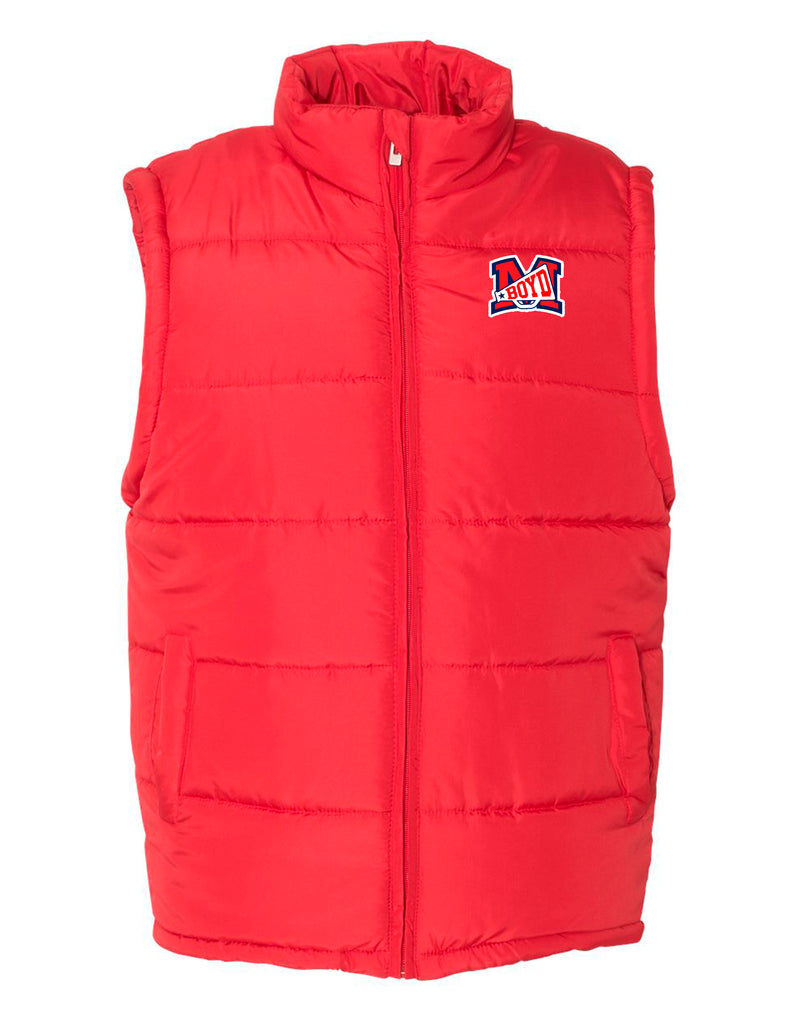 Boyd Cheer Red Unisex Puffer Vest with Embroidered Logo