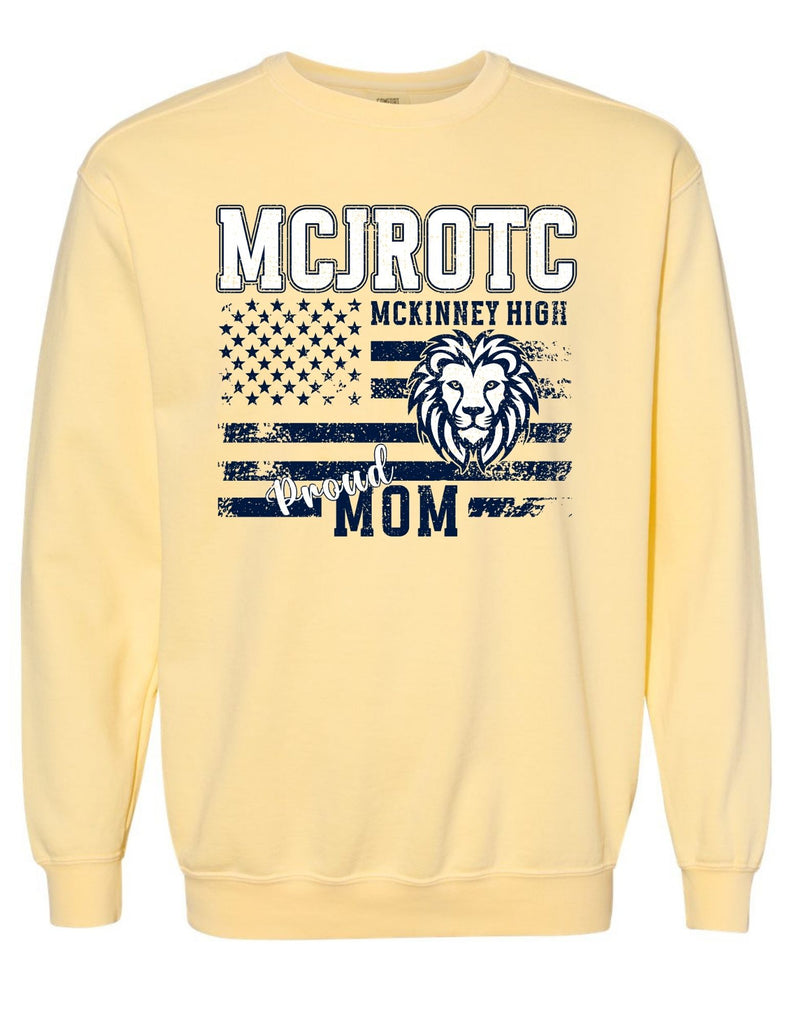 McKinney High JROTC Comfort Colors Butter Proud Mom Crewneck Sweatshirt