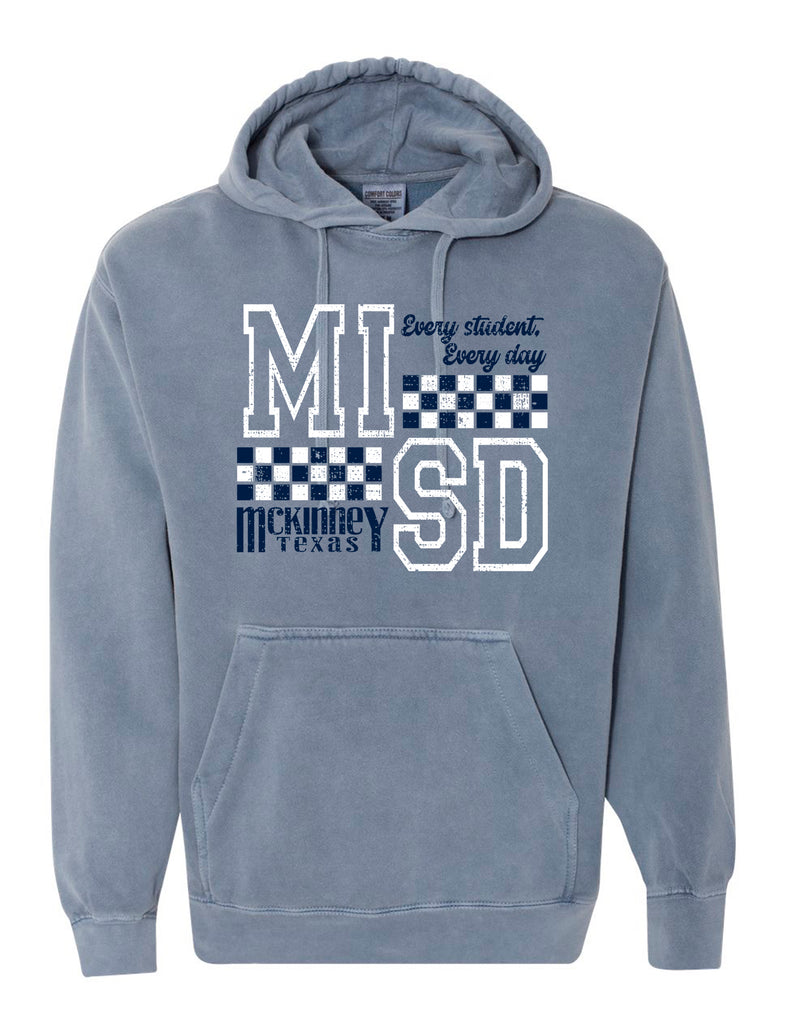 McKinney ISD Blue Jean Comfort Colors Checker Hoodie