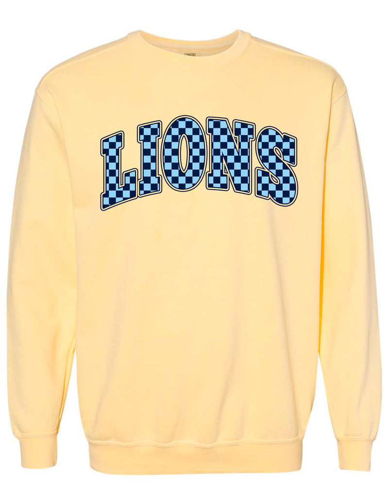 MHS English Butter Checker Lions Crewneck