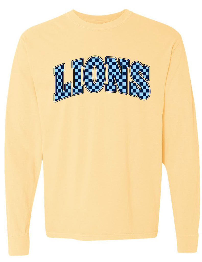 MHS English Butter Checker Lions Long Sleeve Tee