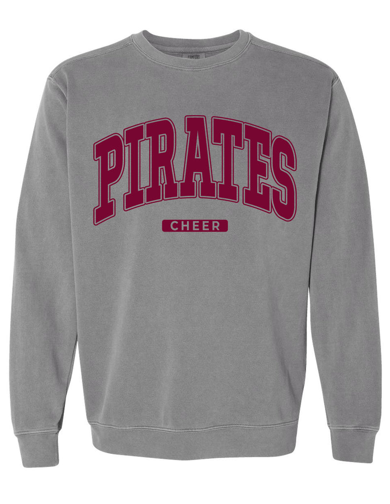 Wylie Cheer Oversized Print PIRATES Comfort Colors Gray Crewneck