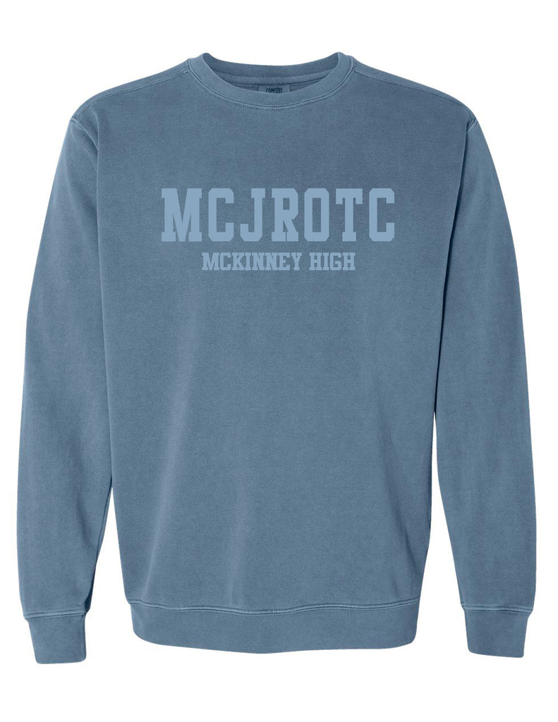 McKinney High JROTC Comfort Colors Tone-on-Tone Blue Jean Crewneck