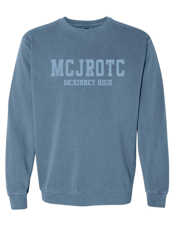 McKinney High JROTC Comfort Colors Tone-on-Tone Blue Jean Crewneck