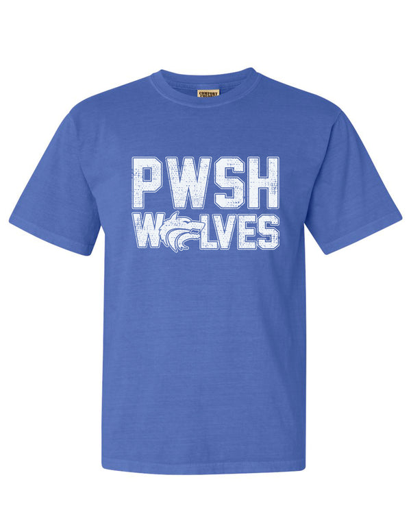 Plano West JV Cheer Comfort Colors Flo Blue Wolves Tee