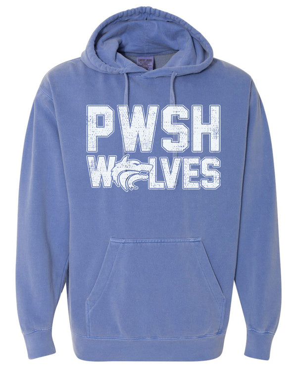 Plano West JV Cheer Comfort Colors Flo Blue Wolves Hoodie