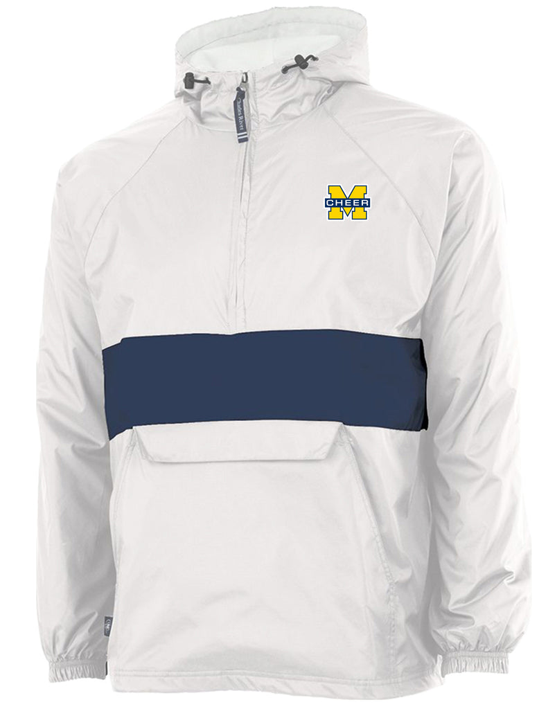 McKinney Cheer Charles River Flannel Lined All-Weather Pullover White & Navy | Choice of Logo