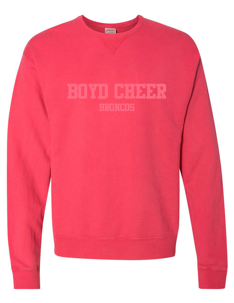 Boyd Cheer Comfort Wash Crimson Tone on Tone Embroidered Crewneck Sweatshirt