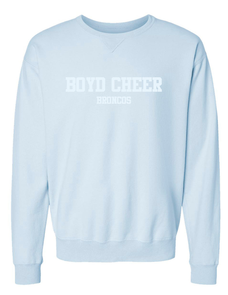 Boyd Cheer Comfort Wash Soothing Blue Tone on Tone Embroidered Crewneck Sweatshirt