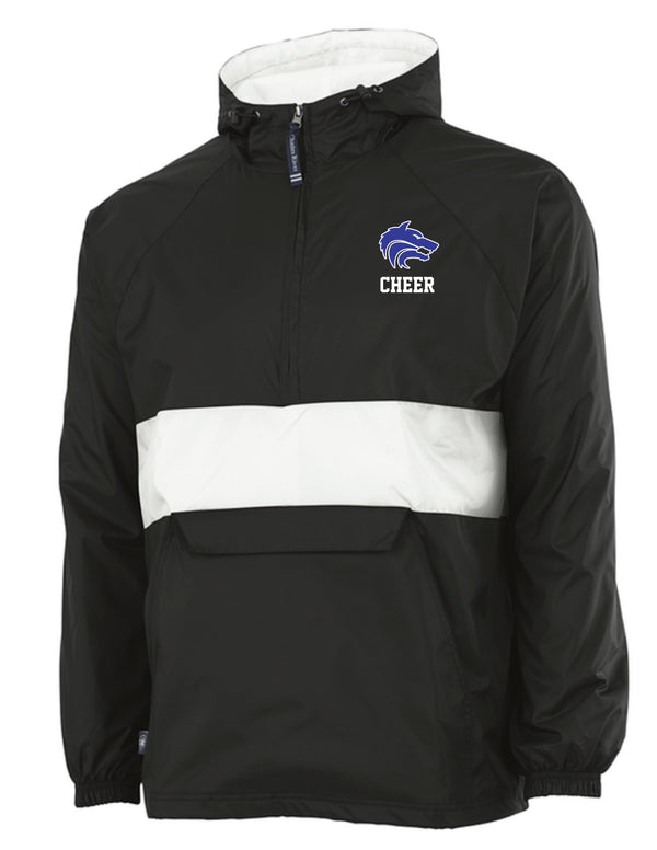Plano West Cheer Black & White Charles River All Weather Pullover With Logo & CHEER