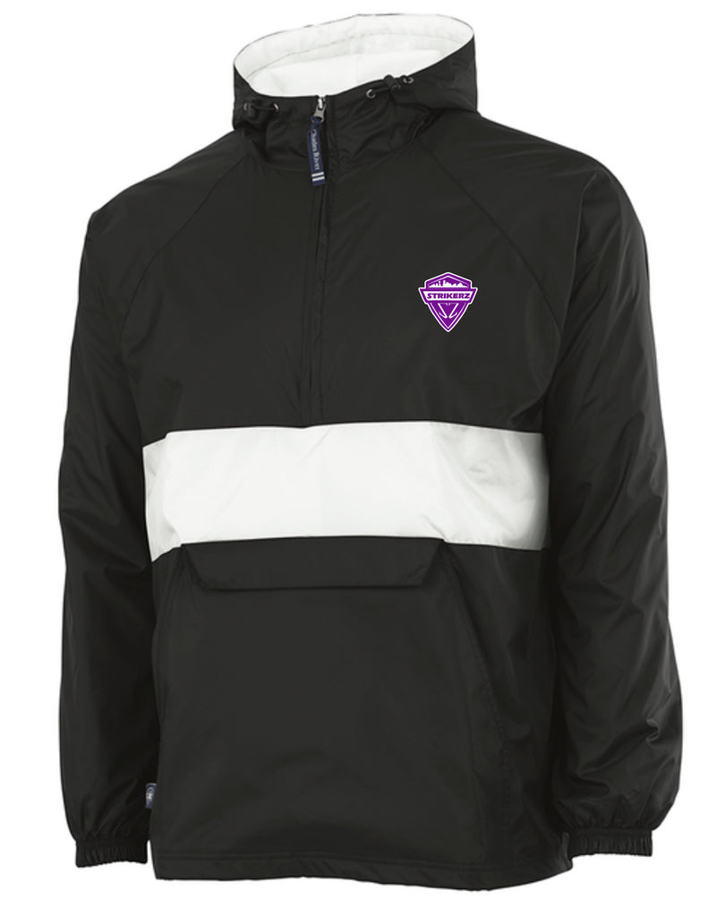 Strikerz Charles River Black & White All-Weather Pullover with Embroidered Logo