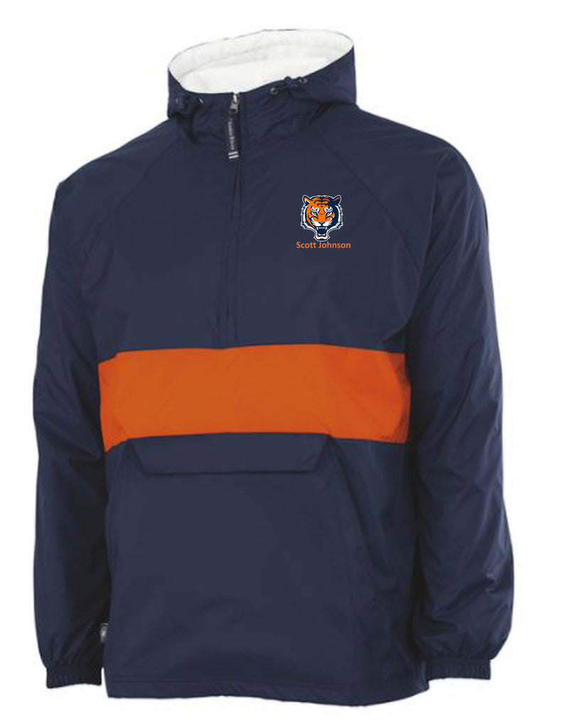 Scott Johnson Charles River All Weather Jacket Navy/Orange Stripe with Embroidery