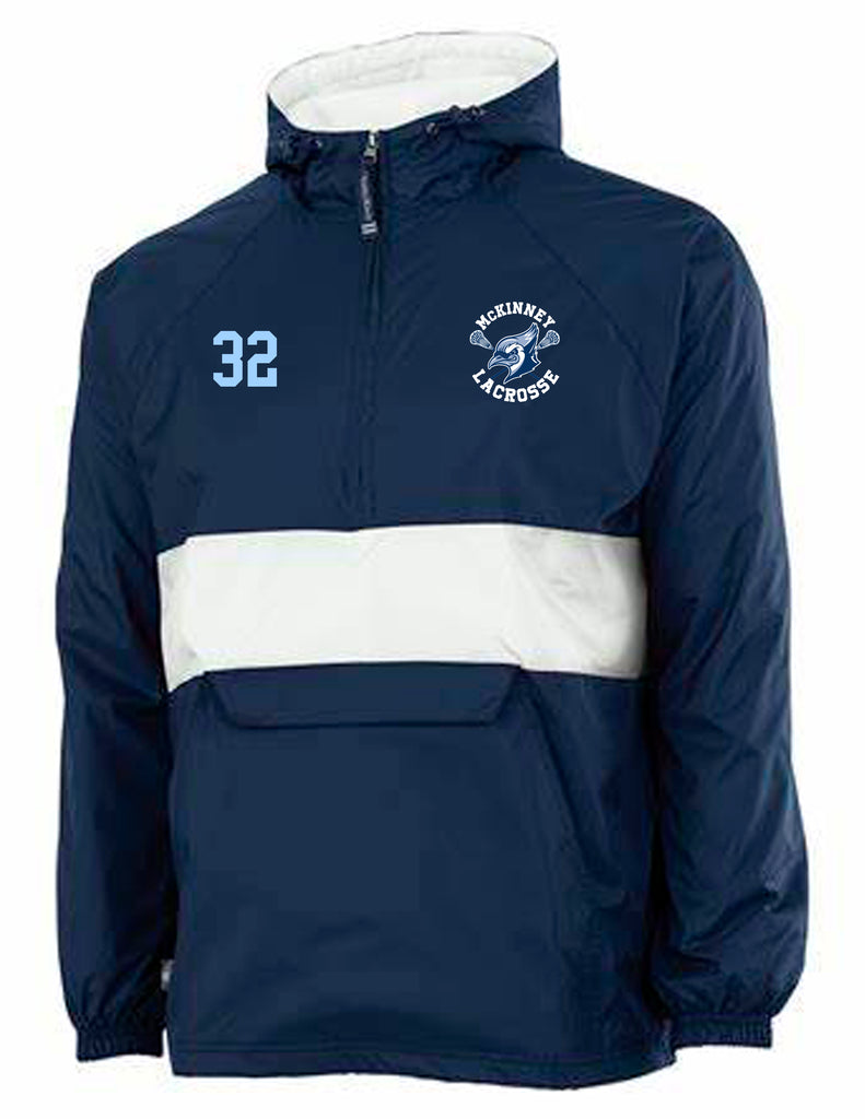 McKinney Lacrosse Embroidered Charles River All-Weather Pullover in Navy