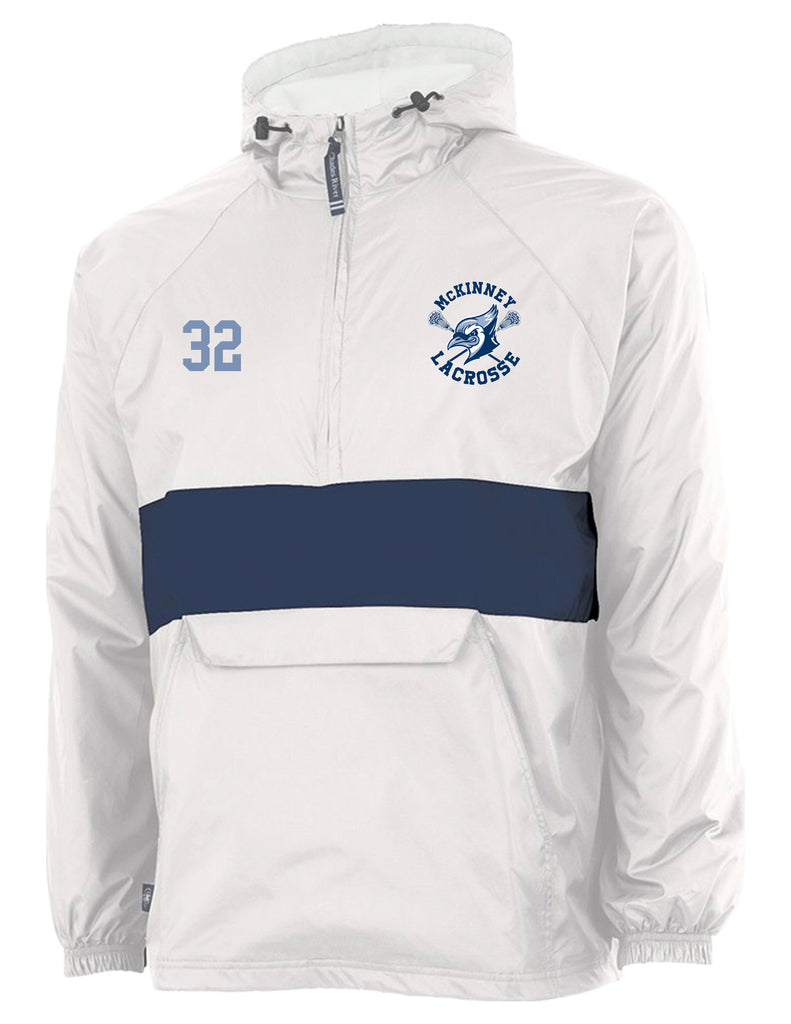 McKinney Lacrosse Embroidered Charles River All-Weather Pullover in White