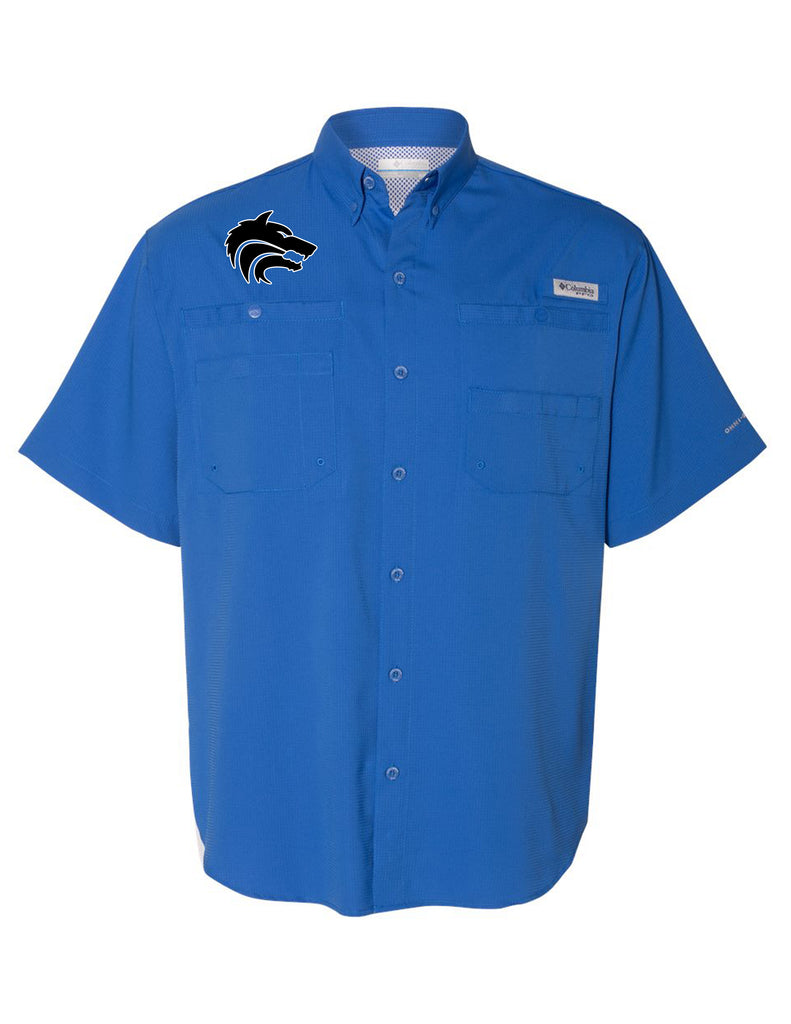Plano West JV Cheer Royal Columbia Fishing Shirt with Embroidery