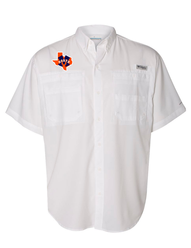 North Soccer Columbia Fishing Shirt in White with Embroidered Logo